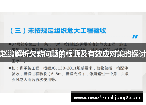 赵鹏解析欠薪问题的根源及有效应对策略探讨